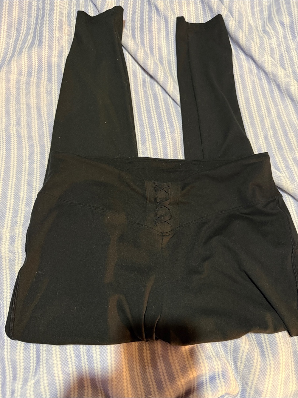 PINK Victoria's Secret Black Lace-Up Waist Leggings
